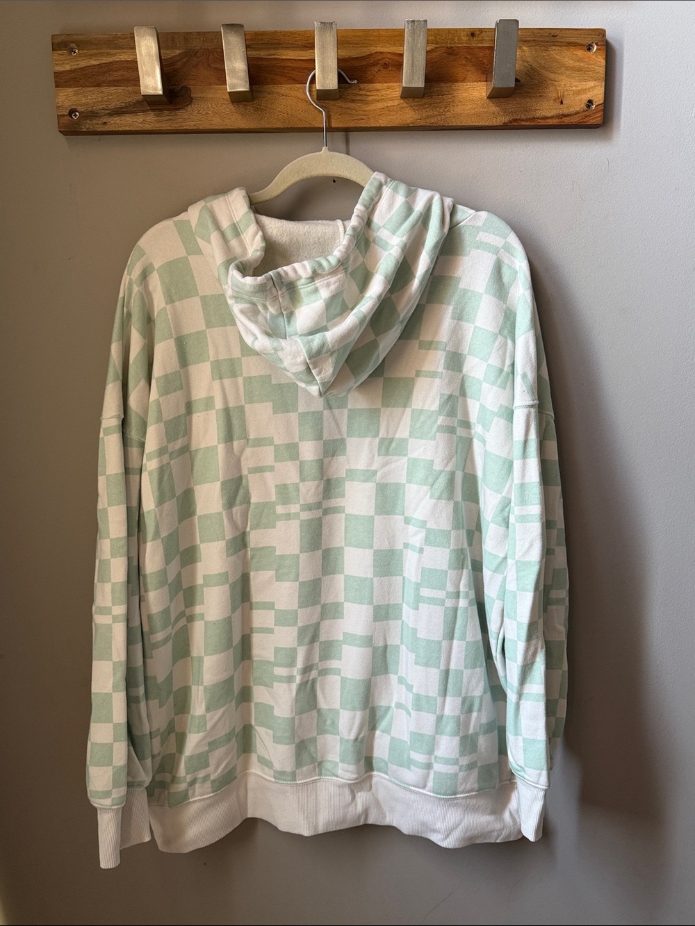 Wild Fable - Mint Green and White Checker Hoodie - Picture 3 of 3